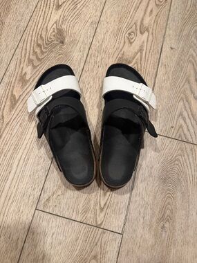 Birkenstock Two-Tone Black and White Slide Sandals (pair 2)